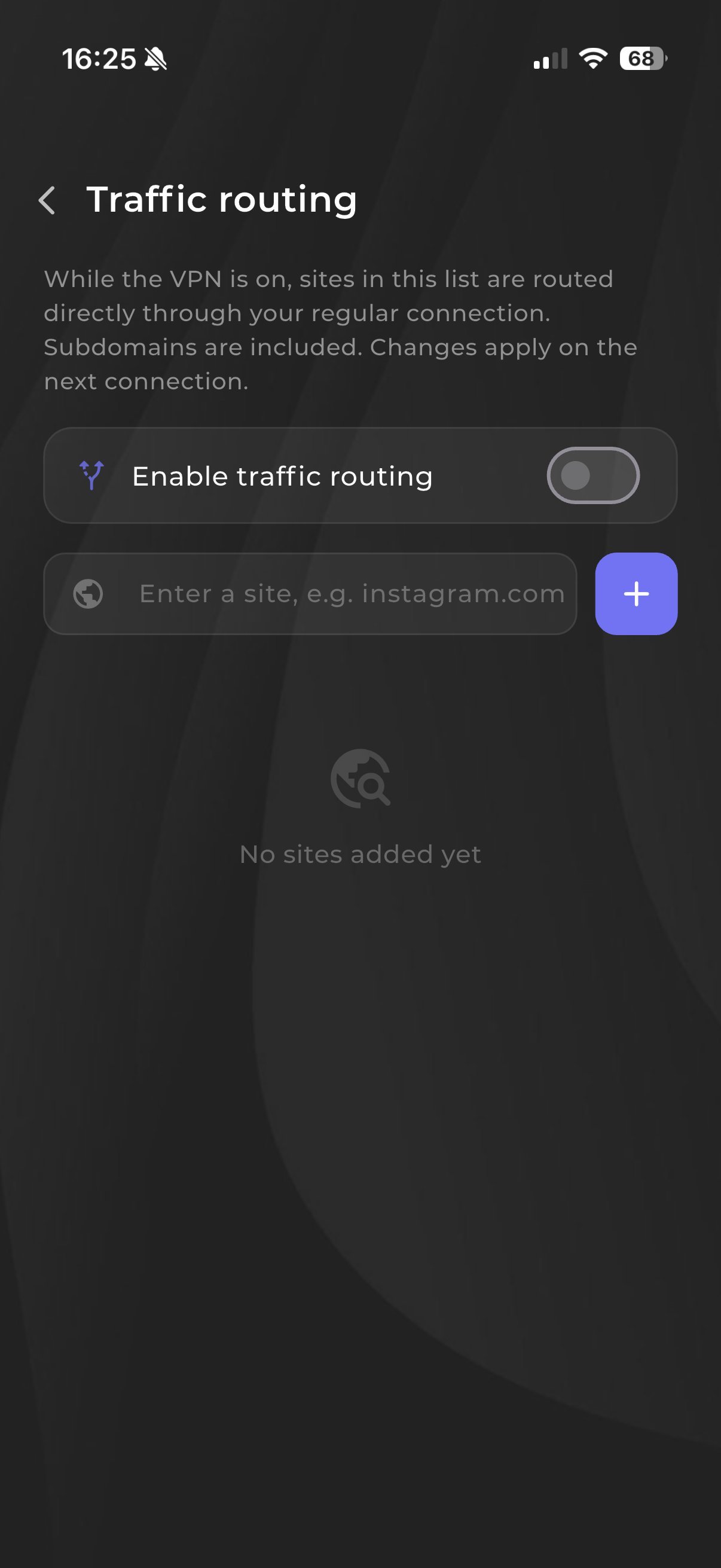 Routing: which sites bypass the connection