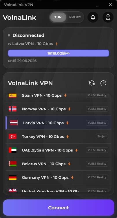Server list and one-tap connect