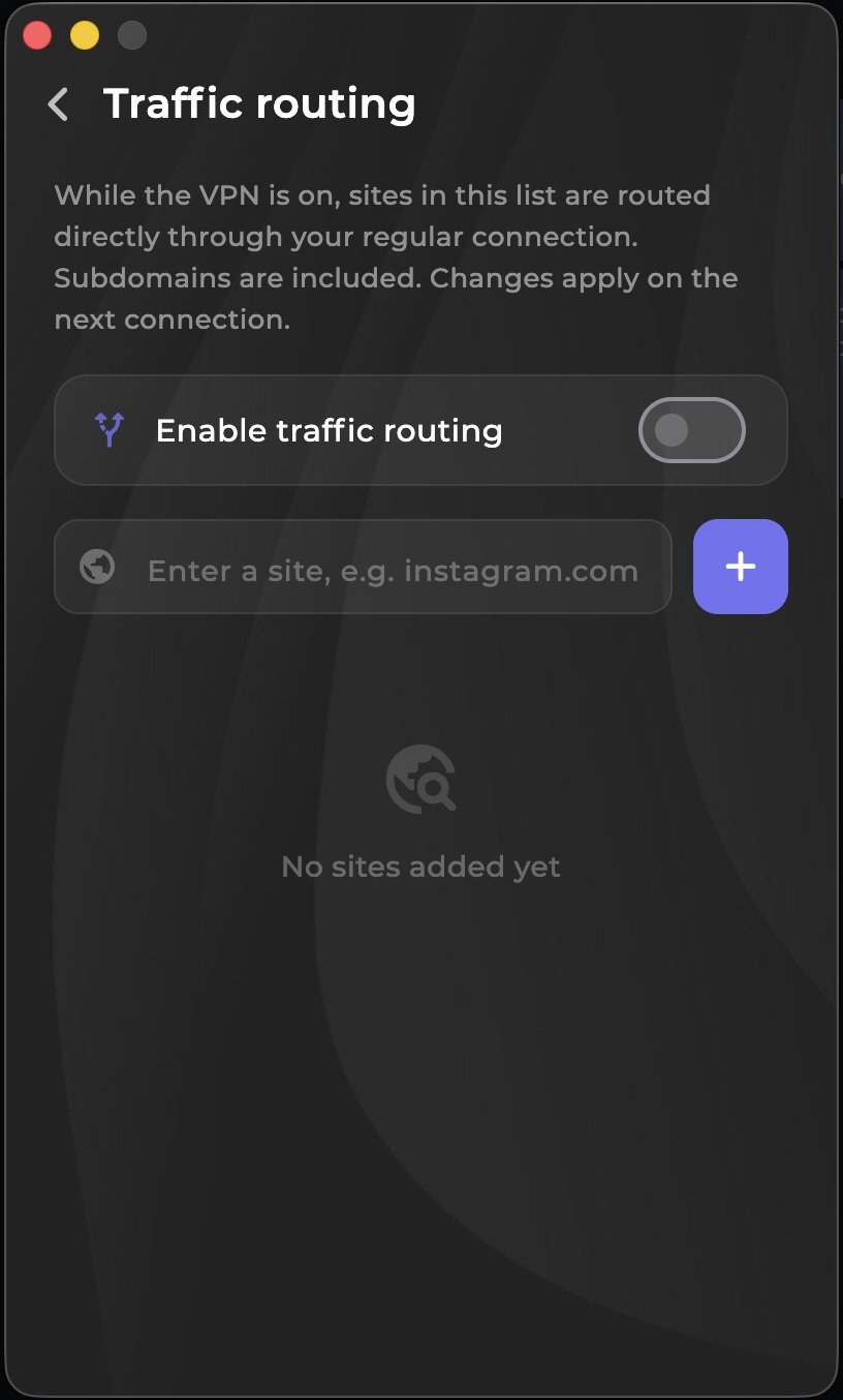 Routing: which sites bypass the connection